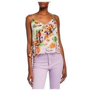 $385 Alice + Olivia Floral Silk Lined  Tank Top S